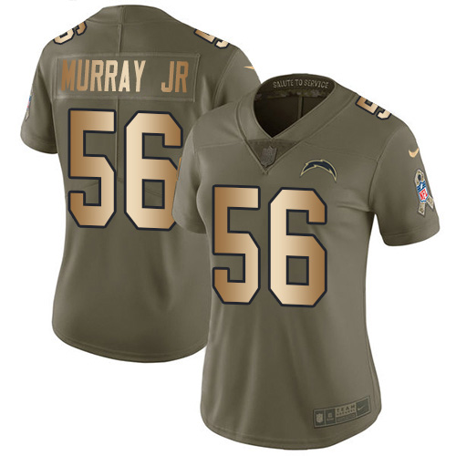 Nike Chargers #56 Kenneth Murray Jr Olive/Gold Women's Stitched NFL Limited 2017 Salute To Service Jersey